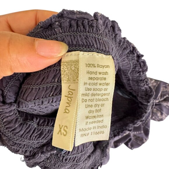 Japna Blue Strapless Smocked Flare Wide Leg Romper Jumpsuit Size XSmall - Picture 12 of 13